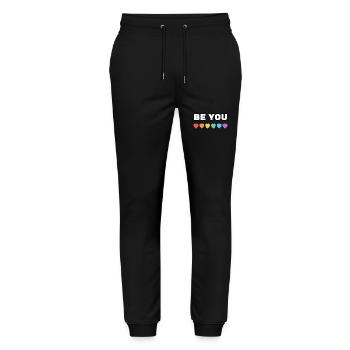 Be You Rainbow Hearts - Stanley/Stella Mover Unisex Organic Jogging Trousers - black - Front - Marisol (170cm) & Nik (191cm)