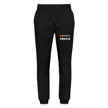 Stolze Regenbogenherzen - Stanley/Stella Unisex Bio Jogginghose Mover  - Schwarz - Vorne - Marisol (170cm) & Nik (191cm)