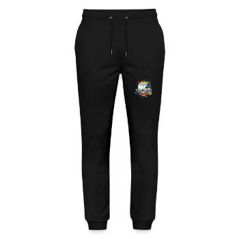 Sommerliches Design - Stanley/Stella Unisex Bio Jogginghose Mover  - Schwarz - Vorne - Marisol (170cm) & Nik (191cm)