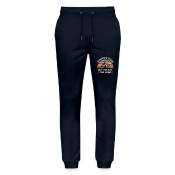 Kein Berg zu hoch, kein Weg zu lang - Stanley/Stella Unisex Bio Jogginghose Mover  - Navy - Vorne - Marisol (170cm) & Nik (191cm)