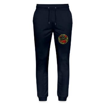 Snake and red roses - Stanley/Stella Mover Unisex Organic Jogging Trousers - navy - Front - Marisol (170cm) & Nik (191cm)
