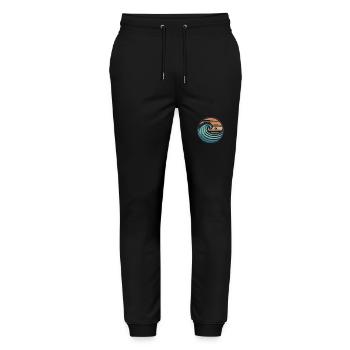 Vintage Ocean Wave Sonnenuntergang Abzeichen - Stanley/Stella Unisex Bio Jogginghose Mover  - Schwarz - Vorne - Marisol (170cm) & Nik (191cm)
