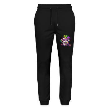 Cute panda with mask at carnival - Stanley/Stella Mover Unisex Organic Jogging Trousers - black - Front - Marisol (170cm) & Nik (191cm)