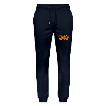 Daddy - Bester Dad Daddy Papa der Welt - est. 1987 - Stanley/Stella Unisex Bio Jogginghose Mover  - Navy - Vorne - Marisol (170cm) & Nik (191cm)