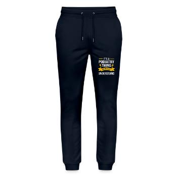 Podiatrist Foot Care Pedicure Podiatry - Stanley/Stella Mover Unisex Organic Jogging Trousers - navy - Front - Marisol (170cm) & Nik (191cm)