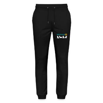 Enthousiaste à propos du teckel, facilement distrait par le teckel. - Pantalon de jogging bio MOVER Stanley/Stella unisexe - noir - Devant - Marisol (170cm) & Nik (191cm)