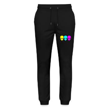 Rave Raver Techno music Techno bass Mischpult - Stanley/Stella Unisex Bio Jogginghose Mover  - Schwarz - Vorne - Marisol (170cm) & Nik (191cm)