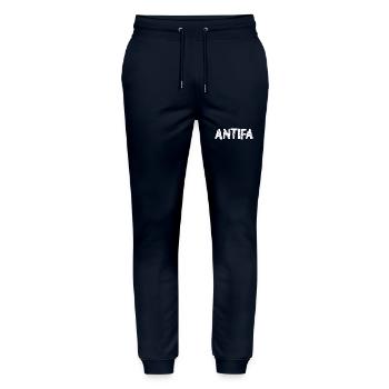 Antifa - Stanley/Stella Mover Unisex Organic Jogging Trousers - navy - Front - Marisol (170cm) & Nik (191cm)