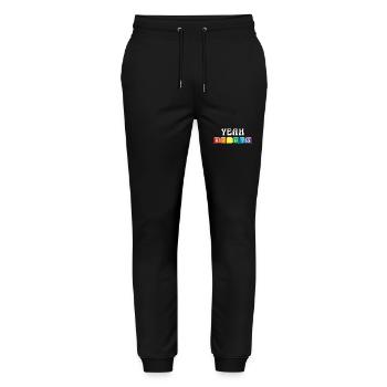 Rainbow Yeah Rights Graphic - Stanley/Stella Mover Unisex Organic Jogging Trousers - black - Front - Marisol (170cm) & Nik (191cm)