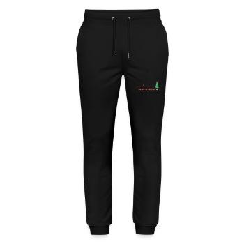 Miaou de Noël - Chat doux au chapeau de Père Noël - Pantalon de jogging bio MOVER Stanley/Stella unisexe - noir - Devant - Marisol (170cm) & Nik (191cm)