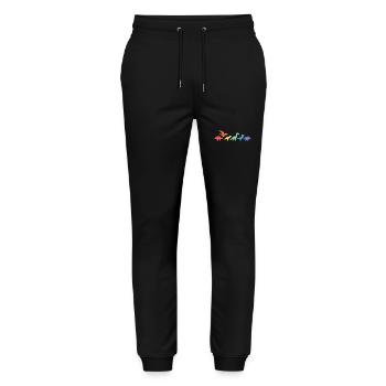 Rainbow Dinos - Stanley/Stella Mover Unisex Organic Jogging Trousers - black - Front - Marisol (170cm) & Nik (191cm)