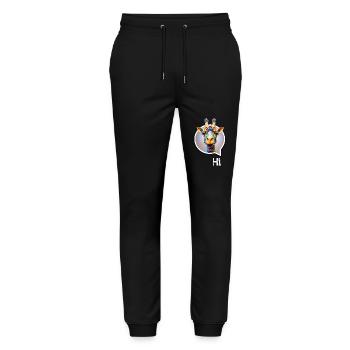 Giraffe diversity CSD rainbow 3D saying balloon - Stanley/Stella Mover Unisex Organic Jogging Trousers - black - Front - Marisol (170cm) & Nik (191cm)