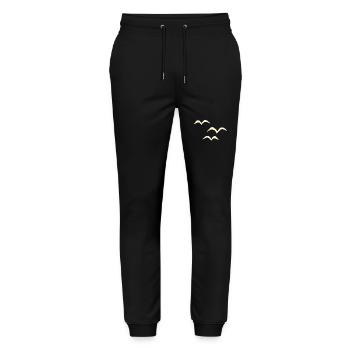 Bon voyage! Oiseaux migrateurs Oiseaux Bon vol ! Trois - Pantalon de jogging bio MOVER Stanley/Stella unisexe - noir - Devant - Marisol (170cm) & Nik (191cm)