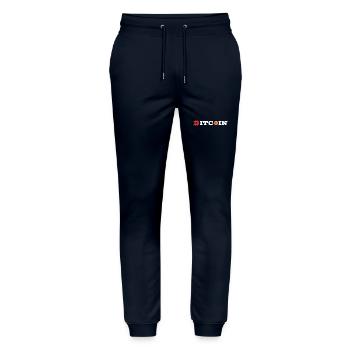 Bitcoin - Stanley/Stella Mover Unisex Organic Jogging Trousers - navy - Front - Marisol (170cm) & Nik (191cm)