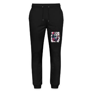 Majestic tiger with butterflies and roses - Stanley/Stella Mover Unisex Organic Jogging Trousers - black - Front - Marisol (170cm) & Nik (191cm)