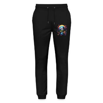 Cute Kawaii Rainbow Butterflies Dream - Stanley/Stella Mover Unisex Organic Jogging Trousers - black - Front - Marisol (170cm) & Nik (191cm)