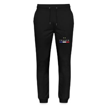 France Soccer Shirt Football Fan French Flag - Stanley/Stella Mover Unisex Organic Jogging Trousers - black - Front - Marisol (170cm) & Nik (191cm)