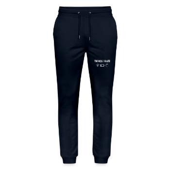 Things I hate - Stanley/Stella Mover Unisex Organic Jogging Trousers - navy - Front - Marisol (170cm) & Nik (191cm)