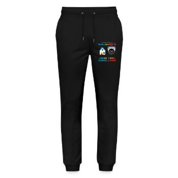 Gebäude Überwachung - Stanley/Stella Unisex Bio Jogginghose Mover  - Schwarz - Vorne - Marisol (170cm) & Nik (191cm)