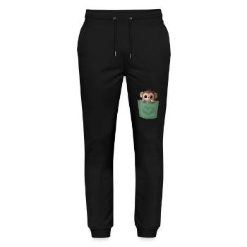 Little Monkey in PocketHeart Green - Stanley/Stella Mover Unisex Organic Jogging Trousers - black - Front - Marisol (170cm) & Nik (191cm)