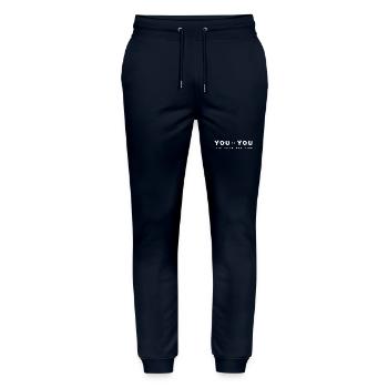 You vs You White - Motivation et état d’ - Pantalon de jogging bio MOVER Stanley/Stella unisexe - marine - Devant - Marisol (170cm) & Nik (191cm)