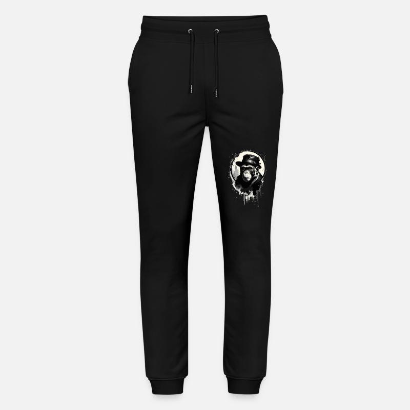 Monkey with hat - Stanley/Stella Mover Unisex Organic Jogging Trousers - black