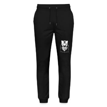 Chaton en coeur de chat de poche - Pantalon de jogging bio MOVER Stanley/Stella unisexe - noir - Devant - Marisol (170cm) & Nik (191cm)