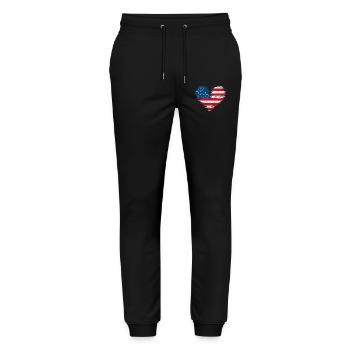 American Heart USA America 4 July - Stanley/Stella Mover Unisex Organic Jogging Trousers - black - Front - Marisol (170cm) & Nik (191cm)
