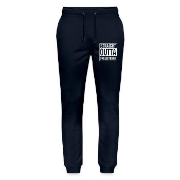 Straight OUTTA Amusement Park - Stanley/Stella Mover Unisex Organic Jogging Trousers - navy - Front - Marisol (170cm) & Nik (191cm)