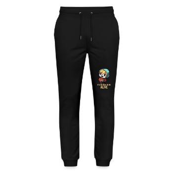 Nice To Be Alive : Anime Masculin - Pantalon de jogging bio MOVER Stanley/Stella unisexe - noir - Devant - Marisol (170cm) & Nik (191cm)