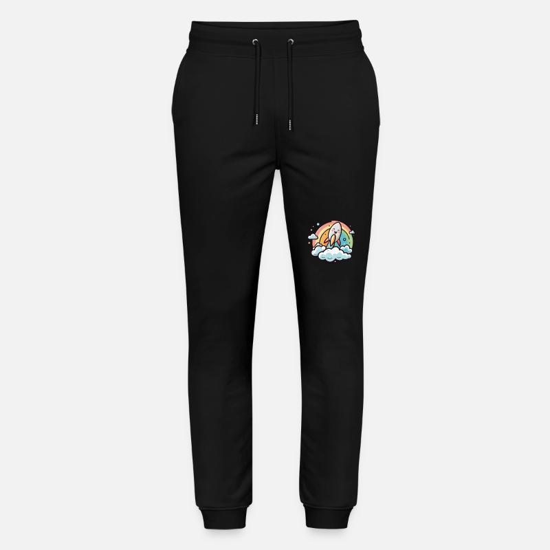 Joyeuse fusée avec arc-en-ciel - Pantalon de jogging bio MOVER Stanley/Stella unisexe - noir