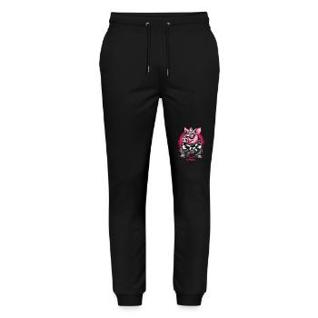 Cool Winter Ski Snowboard Pig - Stanley/Stella Mover Unisex Organic Jogging Trousers - black - Front - Marisol (170cm) & Nik (191cm)
