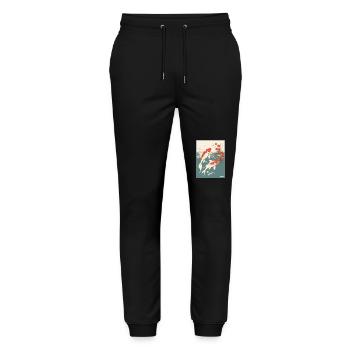 Parody Japanese Advertising Poster Koi Fish - Stanley/Stella Mover Unisex Organic Jogging Trousers - black - Front - Marisol (170cm) & Nik (191cm)