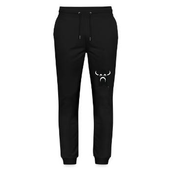 Viking Cartoon Face Helmet - Stanley/Stella Mover Unisex Organic Jogging Trousers - black - Front - Marisol (170cm) & Nik (191cm)