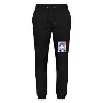 Freches Anime Girl sagt Hallo - Stanley/Stella Unisex Bio Jogginghose Mover  - Schwarz - Vorne - Marisol (170cm) & Nik (191cm)