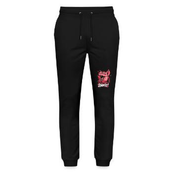 Naughty Little Pink Pig Kisses Smack - Stanley/Stella Mover Unisex Organic Jogging Trousers - black - Front - Marisol (170cm) & Nik (191cm)