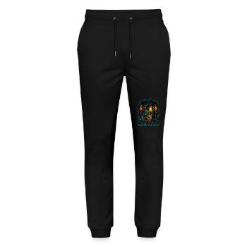 Schädelverlies Weisheit: Harte Arbeit ist schlecht - Stanley/Stella Unisex Bio Jogginghose Mover  - Schwarz - Vorne - Marisol (170cm) & Nik (191cm)