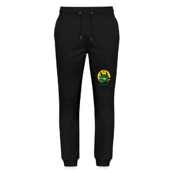 A Green Sleeping Leprechaun with Moon and Stars - Stanley/Stella Mover Unisex Organic Jogging Trousers - black - Front - Marisol (170cm) & Nik (191cm)