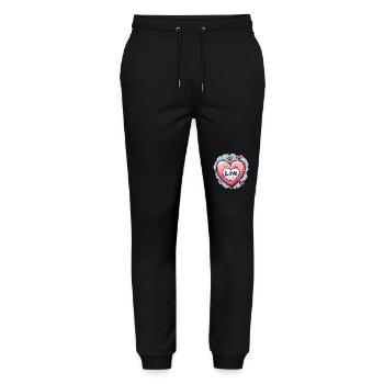 Love Heart - Stanley/Stella Mover Unisex Organic Jogging Trousers - black - Front - Marisol (170cm) & Nik (191cm)