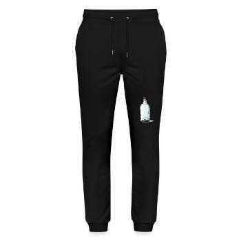Leeres Glas-Flaschen-Motiv, Flasche ist leer - Stanley/Stella Unisex Bio Jogginghose Mover  - Schwarz - Vorne - Marisol (170cm) & Nik (191cm)