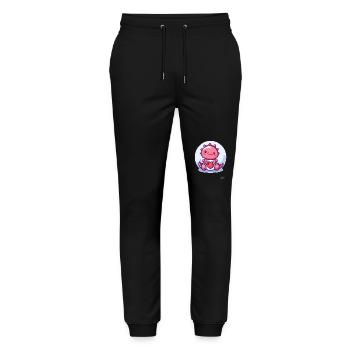 Cute Lucky Dino Dragon with Heart for Love - Stanley/Stella Mover Unisex Organic Jogging Trousers - black - Front - Marisol (170cm) & Nik (191cm)