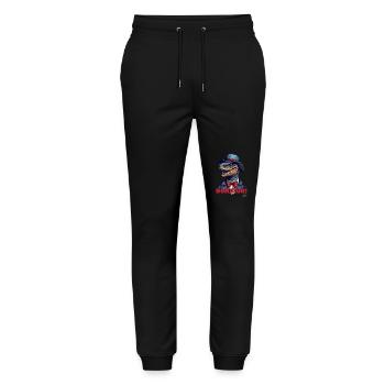 Hello and Bonjour, refined Raptor gentleman - Stanley/Stella Mover Unisex Organic Jogging Trousers - black - Front - Marisol (170cm) & Nik (191cm)
