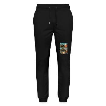 Military vehicles with pink rockets - Stanley/Stella Mover Unisex Organic Jogging Trousers - black - Front - Marisol (170cm) & Nik (191cm)