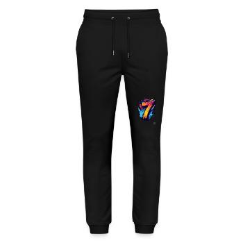 Design « 7 » lumineux aux couleurs explosives - Pantalon de jogging bio MOVER Stanley/Stella unisexe - noir - Devant - Marisol (170cm) & Nik (191cm)