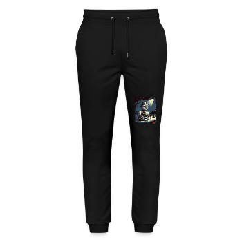 a night in the park and a melancholic cat - Stanley/Stella Mover Unisex Organic Jogging Trousers - black - Front - Marisol (170cm) & Nik (191cm)