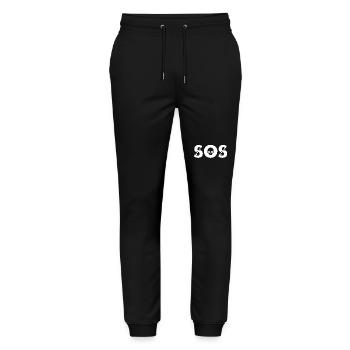 Conception de crâne SOS avec des os de style BD - Pantalon de jogging bio MOVER Stanley/Stella unisexe - noir - Devant - Marisol (170cm) & Nik (191cm)