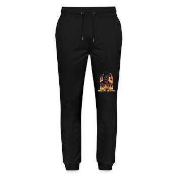 Boomer Service client Hotline Hell - Pantalon de jogging bio MOVER Stanley/Stella unisexe - noir - Devant - Marisol (170cm) & Nik (191cm)