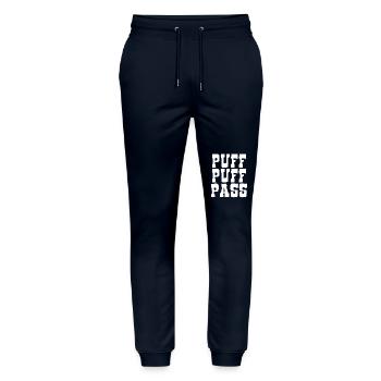 Puff Puff Pass - Raucher Regeln für Anfänger - Stanley/Stella Unisex Bio Jogginghose Mover  - Navy - Vorne - Marisol (170cm) & Nik (191cm)
