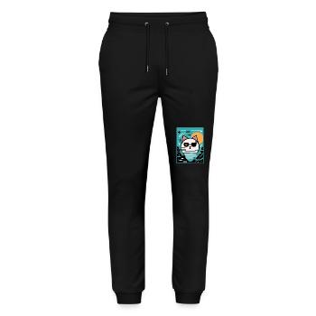 Art Artist Cat with Heart - Stanley/Stella Mover Unisex Organic Jogging Trousers - black - Front - Marisol (170cm) & Nik (191cm)