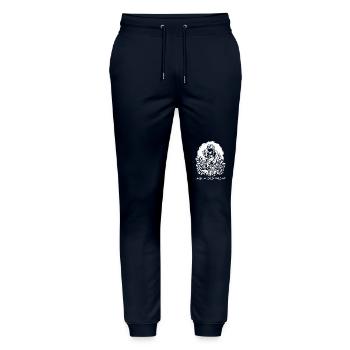 Demonic Demon Stand-up Comedy in Hell - Stanley/Stella Mover Unisex Organic Jogging Trousers - navy - Front - Marisol (170cm) & Nik (191cm)